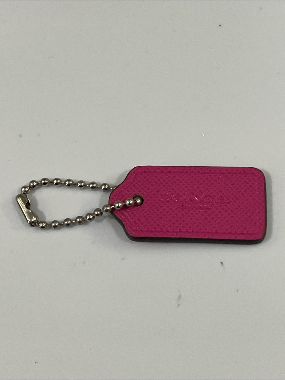 Coach Hot Pink Leather Wristlet Hang Tag with Silver Ball Chain